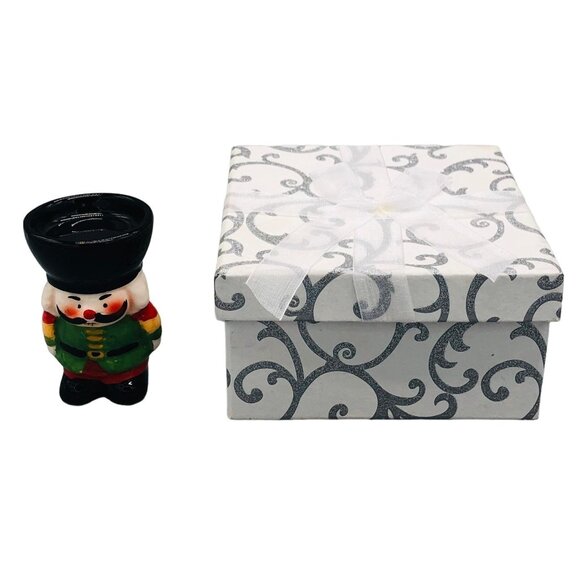 Christmas Nutcracker Tea Candle Holder 3" Tall And Gift Box READ - Picture 1 of 7